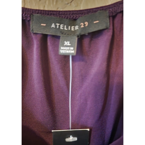 New Atelier 29 Women's Top Size XL Purple Sheer 3/4 Sleeves - Picture 4 of 8